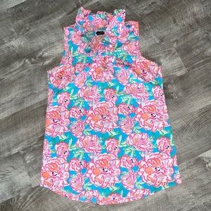 Mud Pie Floral Tank Top Ruffle Lilly Pulitzer Small